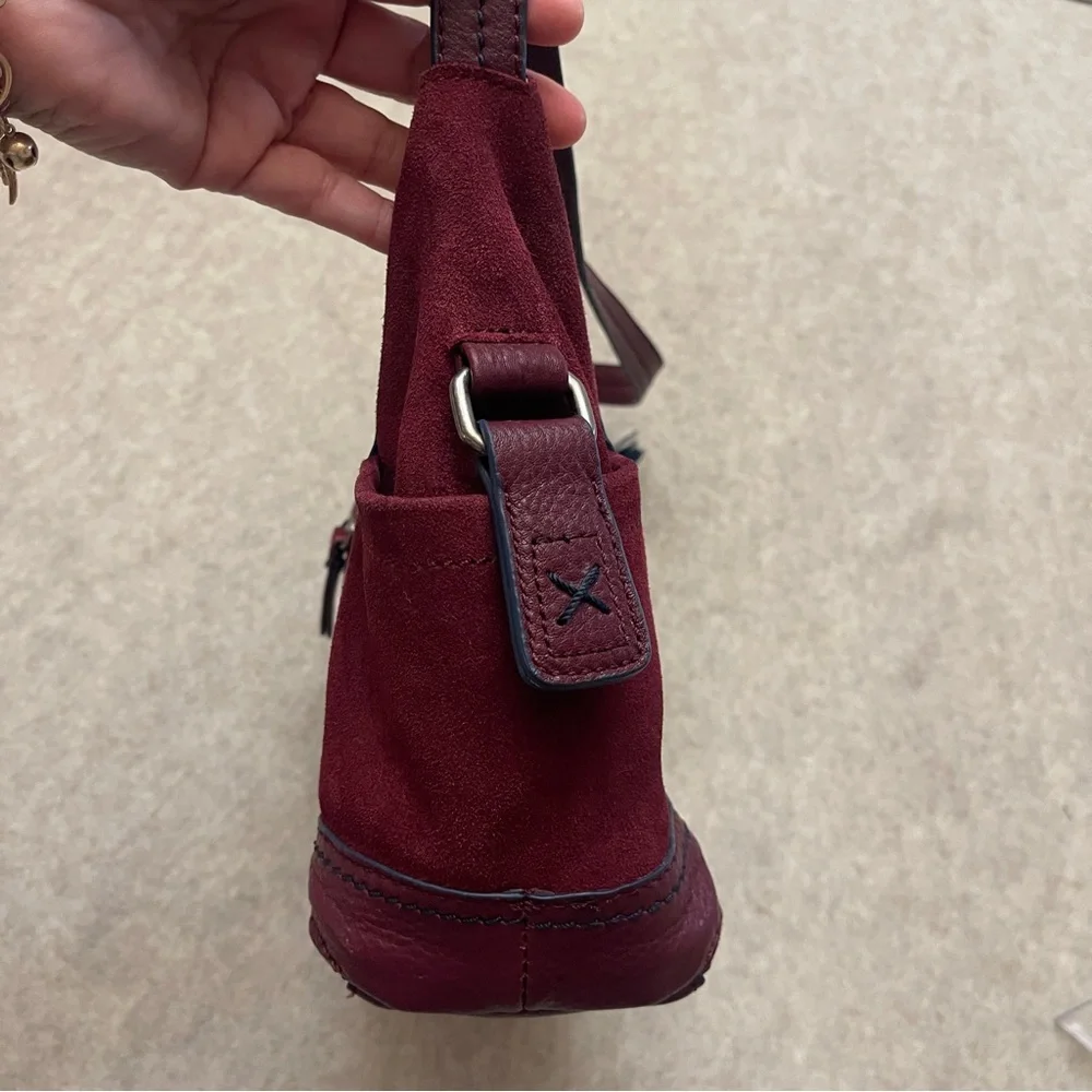 The Sak Marrón Soft Leather and Suede Hobo Zip Shoulder Handbag Purse